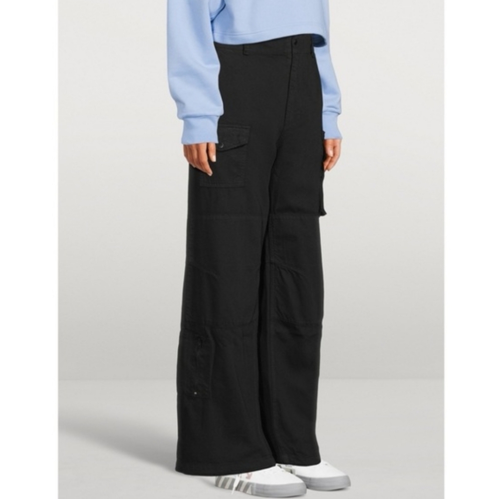 Rag & Bone Women's Modern Cargo Organic Cotton Pants Black Wide Leg